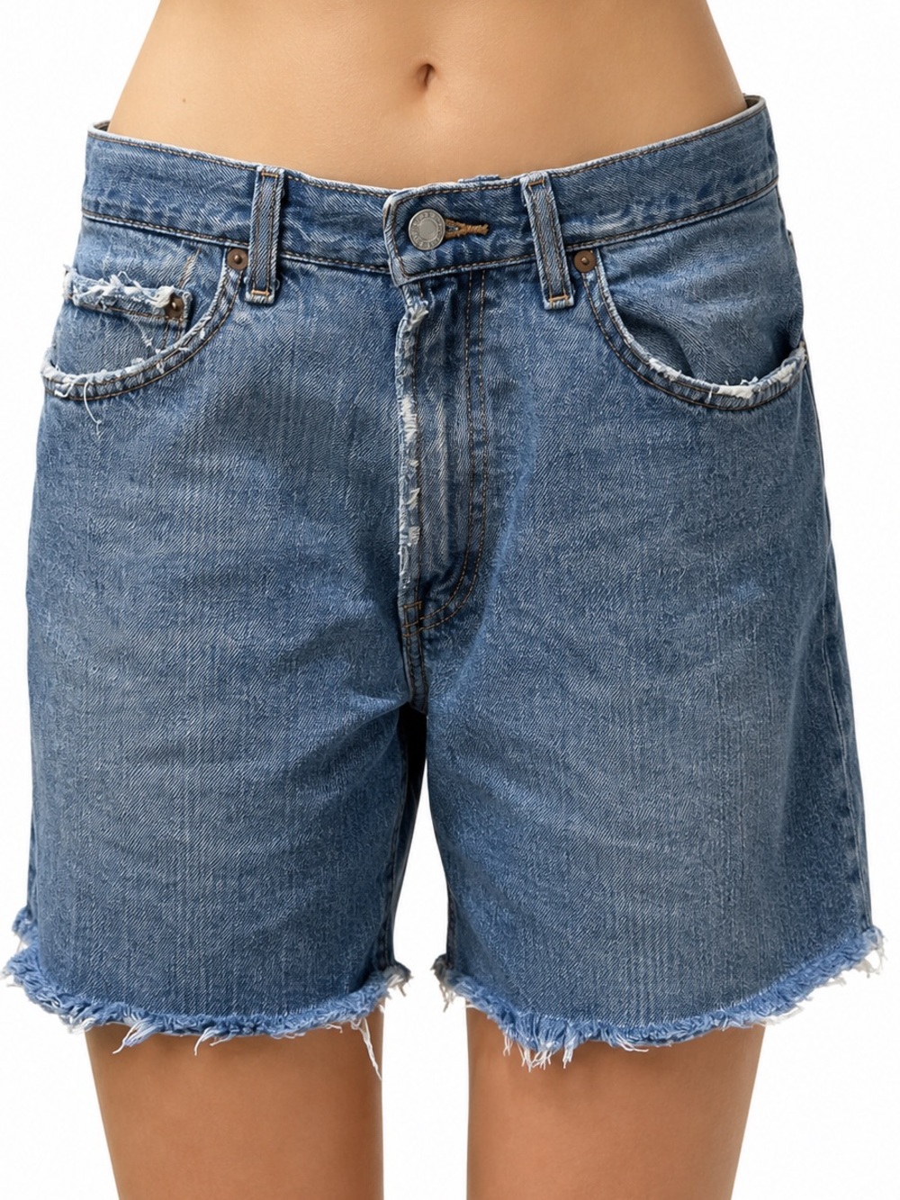 Levis 550 Denim High-Rise Frayed Hem Women's Shorts